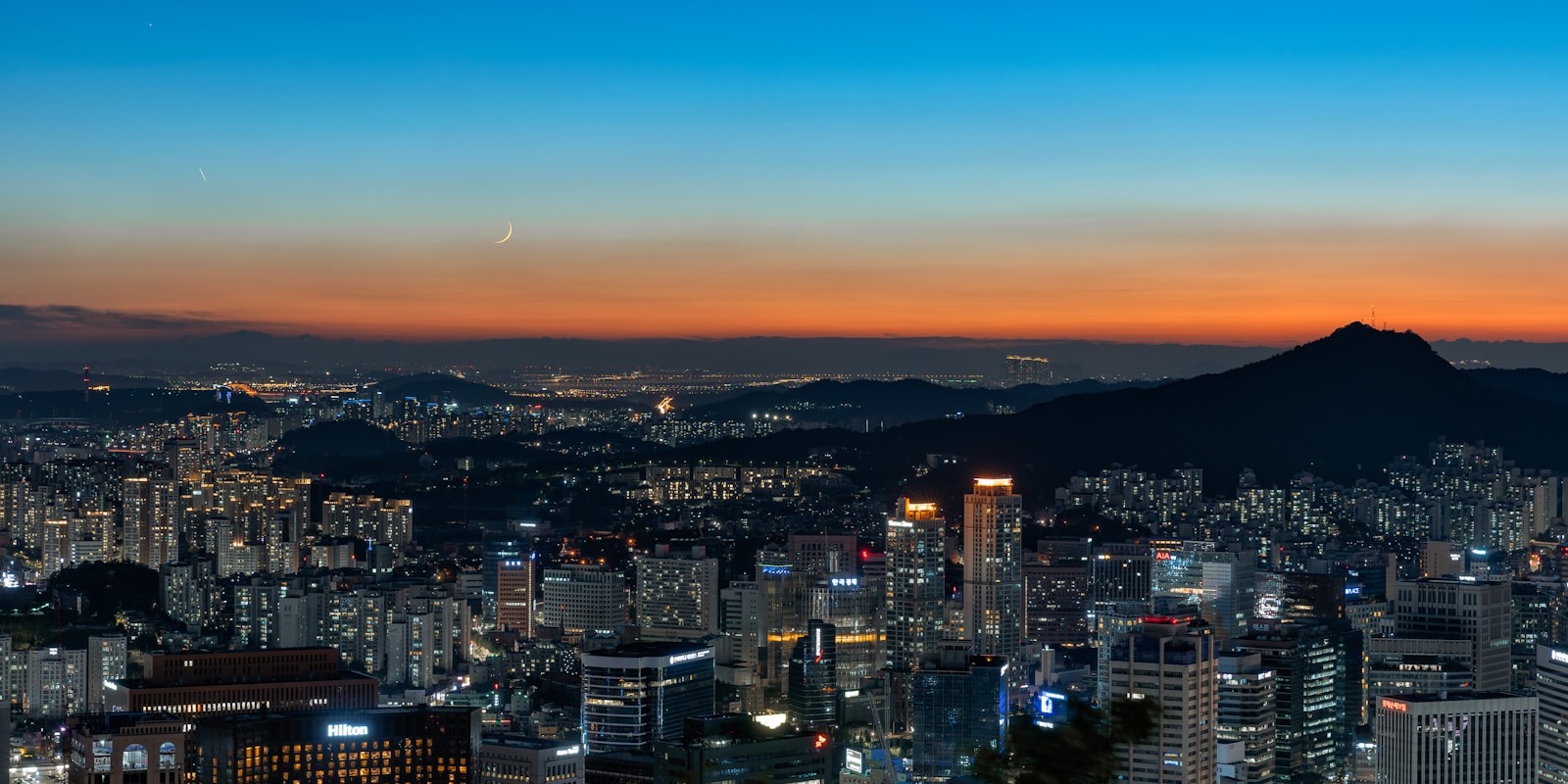 An aerial view of the Seoul skyline, South Korea