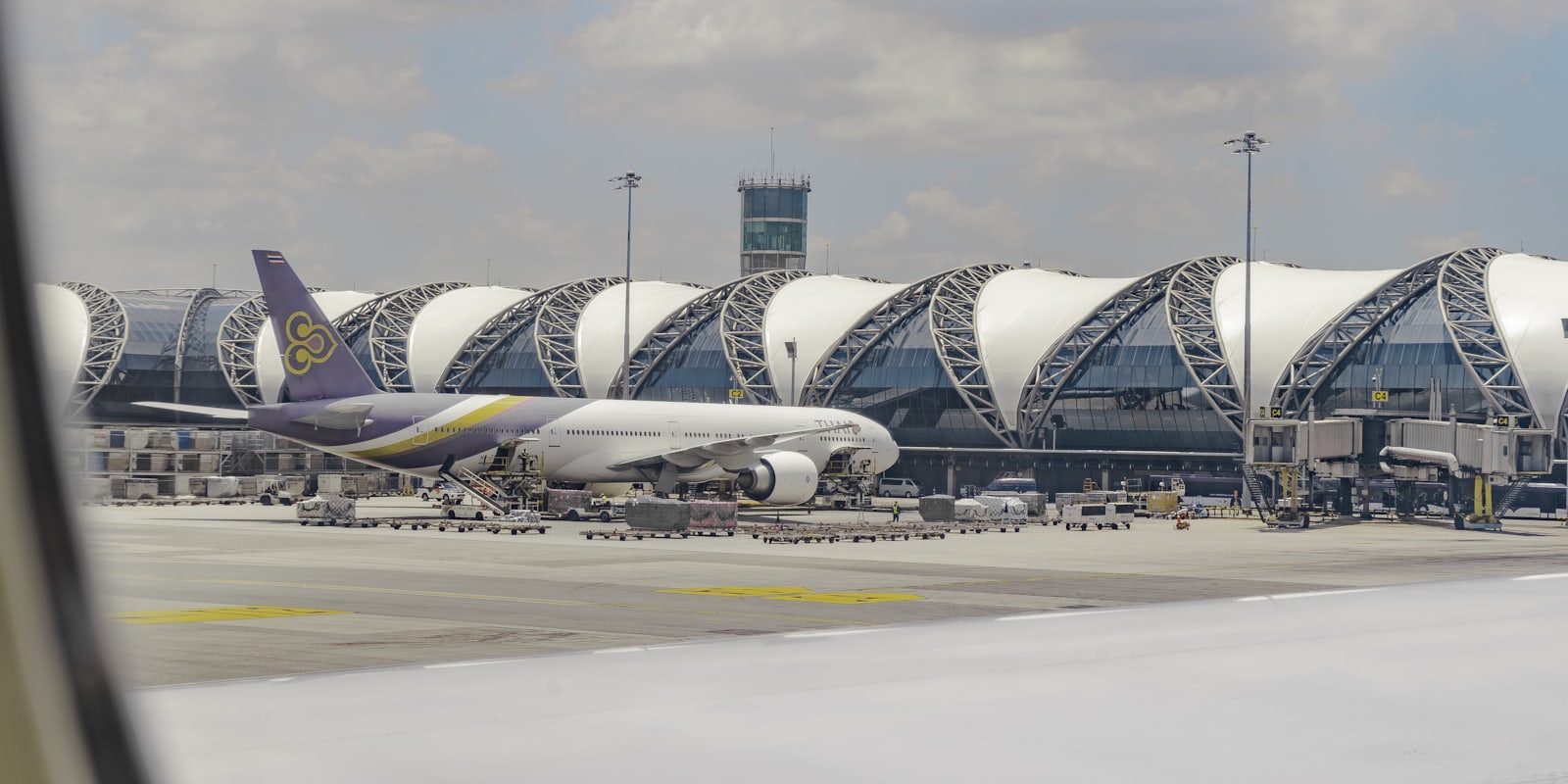 A Thai Airways aircraft on the tarmac at Bangkok Suvarnabhumi airport