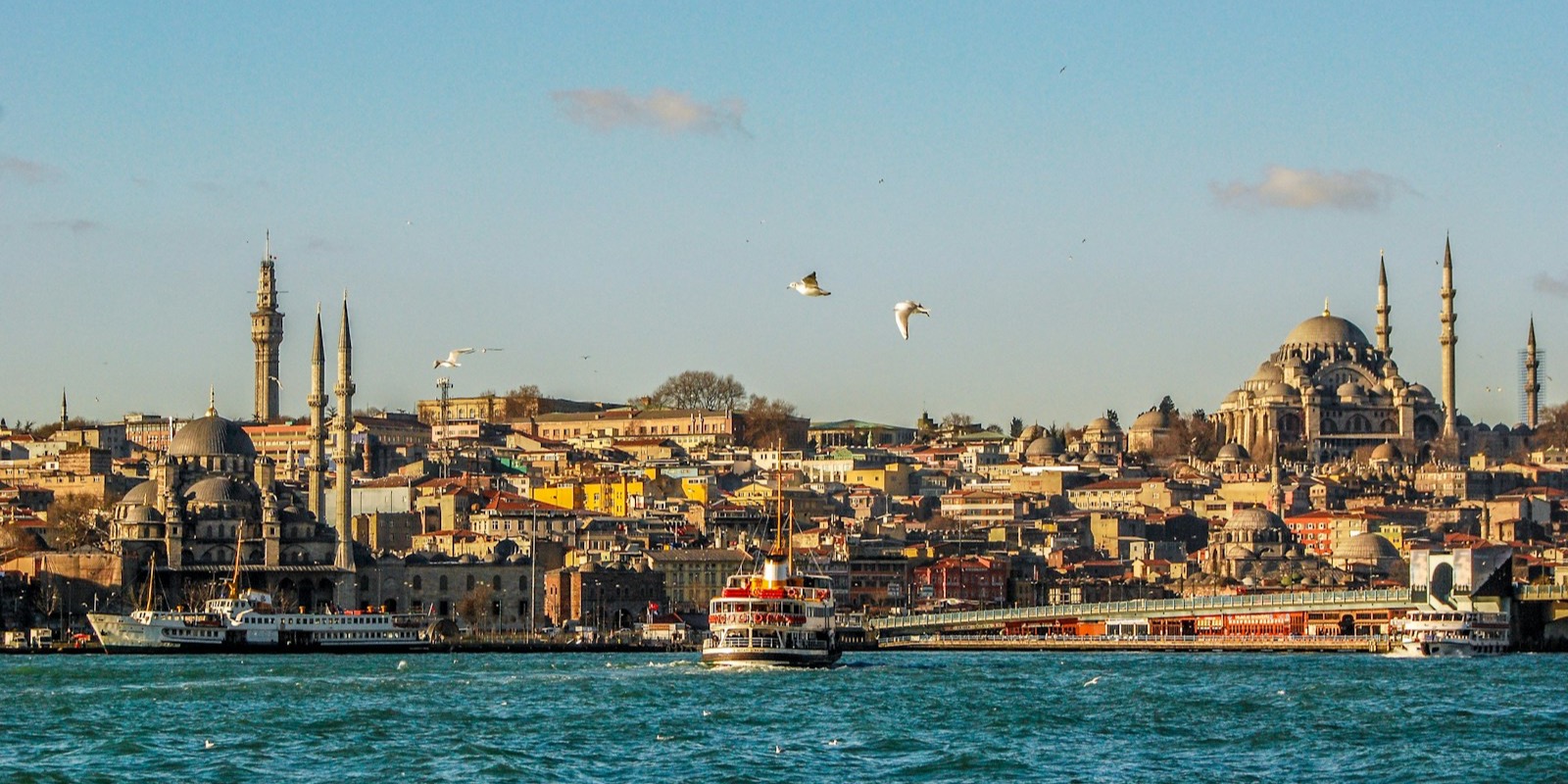 Istanbul's skyline and mosques along the waterfront, Turkey